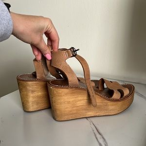 Zara Trf Wooden Wedge Sandals Women’s E 38 / US 7